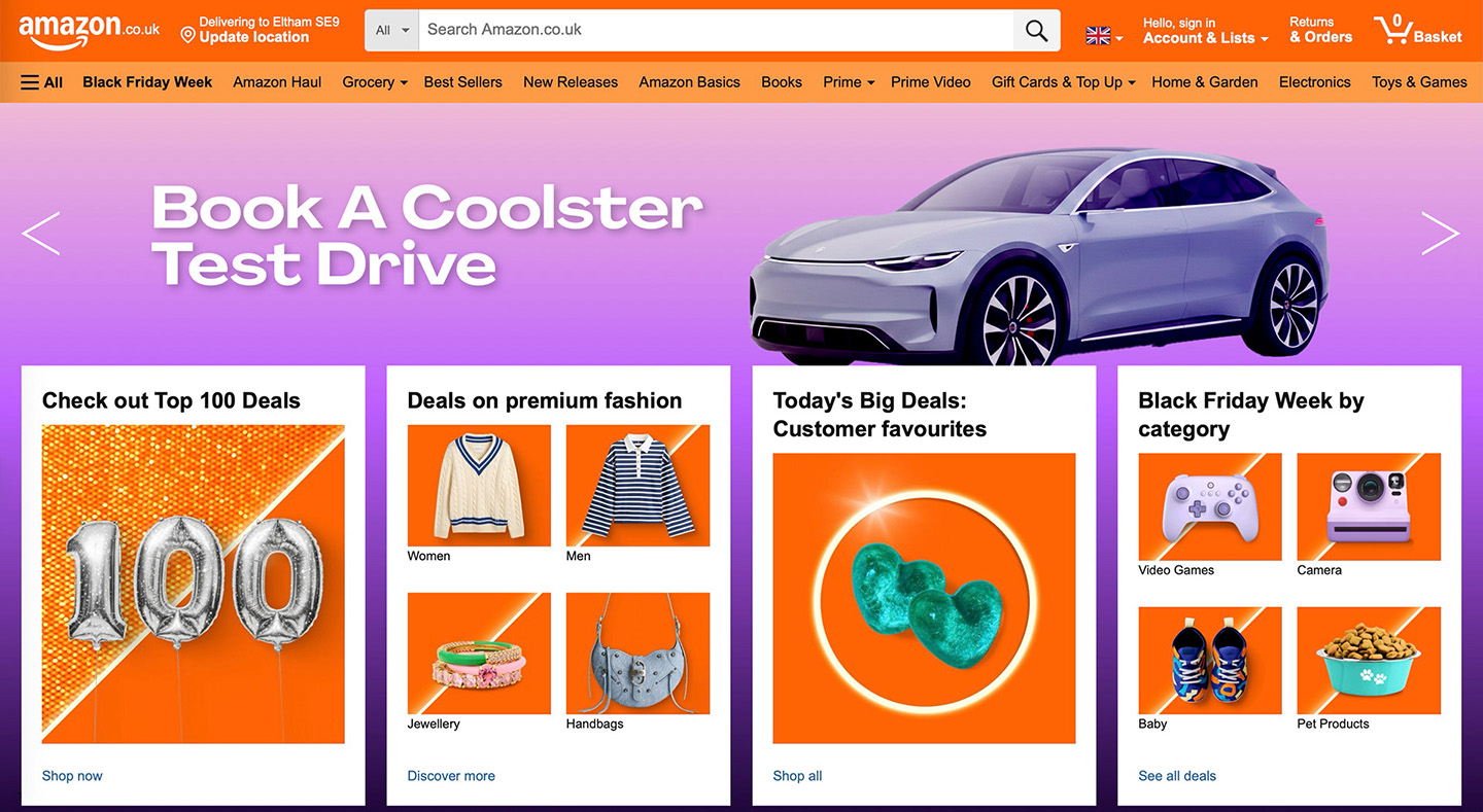 Amazon.co.uk storefront takeover — Book A Coolster Test Drive
