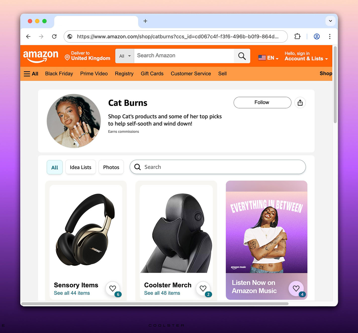 COOLSTER product placement on the Amazon storefront