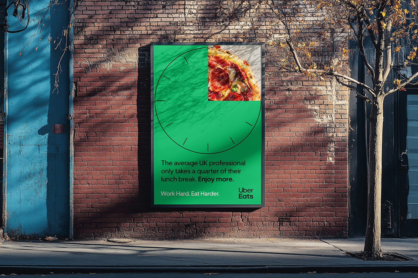 Uber Eats wall-mounted poster execution